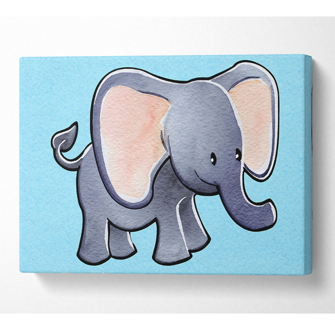 Großohriger Elefant Baby Blue Canvas Aquarell