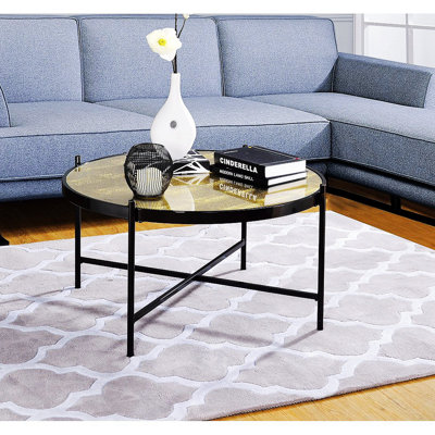 Table basse Lairgnen, table basse de style industriel, table basse en verre trempé