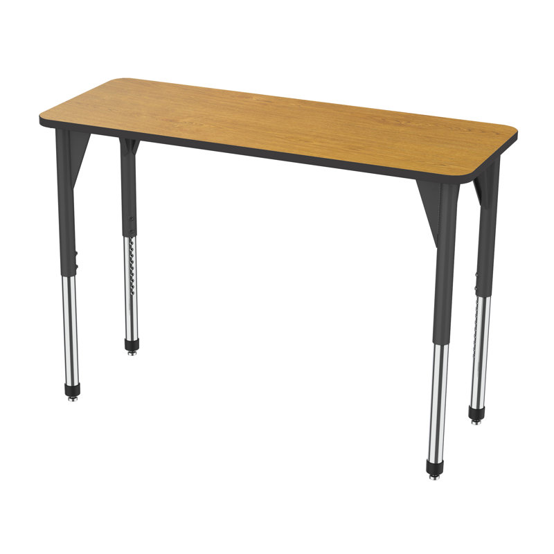 Table d'activité rectangulaire à hauteur réglable Premier Series, H 42 po x L 60 po x l 24 po, Noir, Chêne solaire