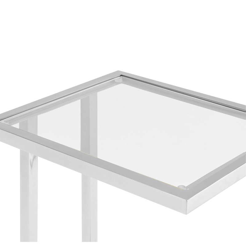 Vienna Pull Up Table - Glass Top, Polished Stainless Steel