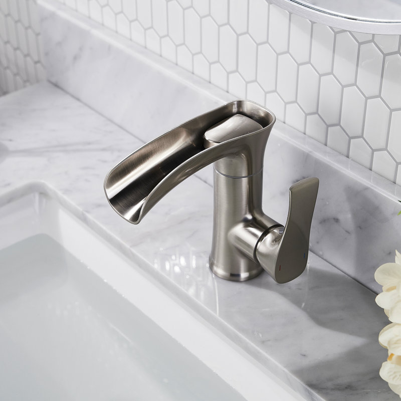 Robinet de salle de bain à un trou, Nickel brossé