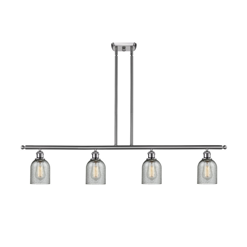 Luminaire suspendu linéaire à 4 lumières pour îlot de cuisine Vella, Nickel satiné brossé, Ampoule DEL 6 watts Vinage