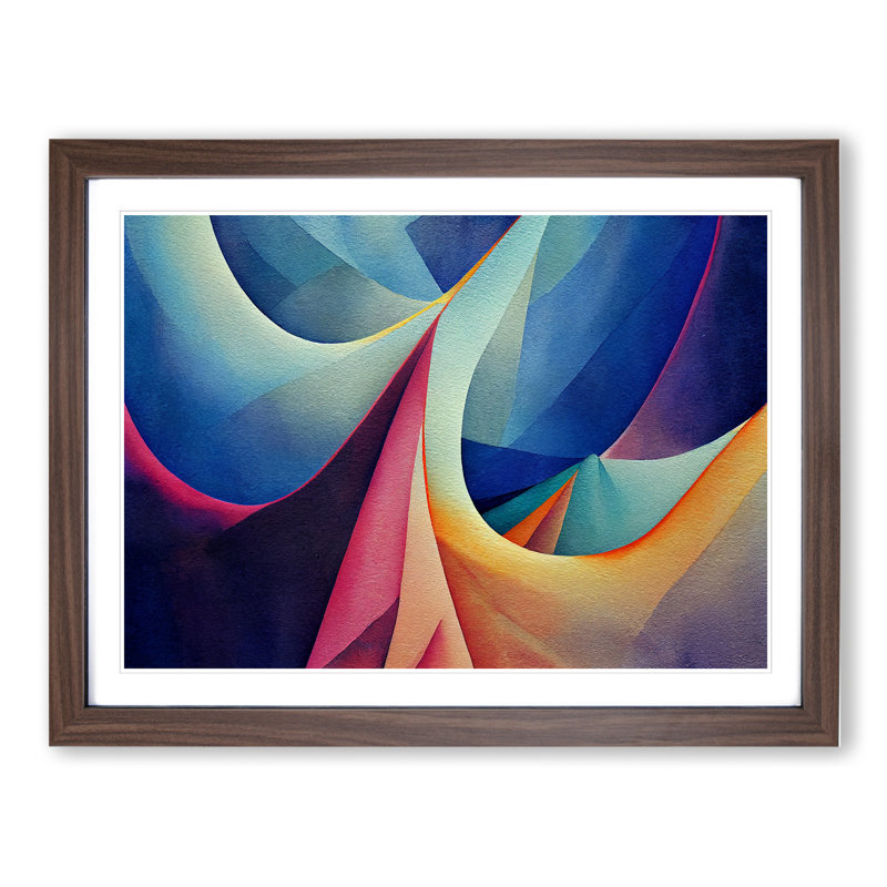 XH1022-6091X Modern Fractal Art Vol.3 Abstract - Single Picture Frame Print, 34cm H x 46cm W, Walnut