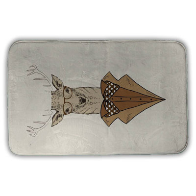 deer with brown coat Bath Mat with Non-Slip Backing - Quick Dry Memory Foam Bathroom Rug - Absorbent - Modern Plush Spa-Style - Machine Washable