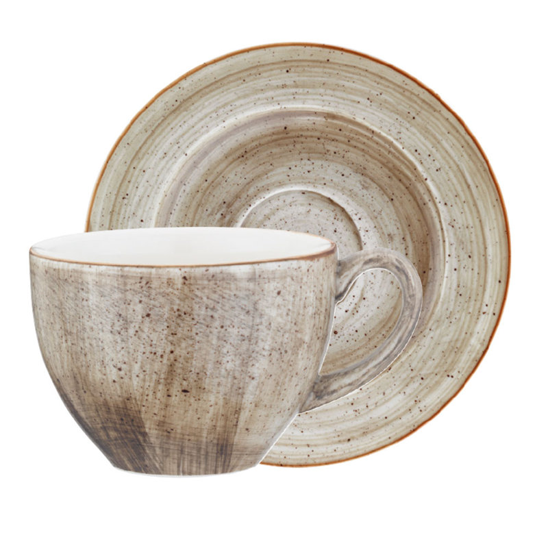 Tasse à cappuccino et soucoupe, 1, Marron