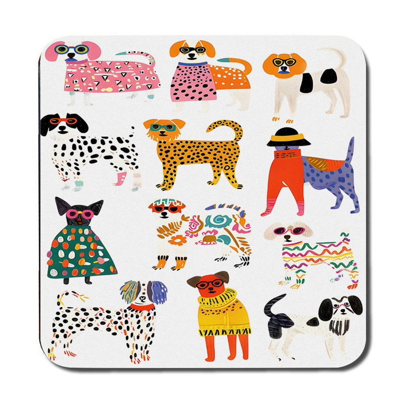 Artful Animals Placemats And Coasters Set In Print Technology With Wood Backing Limited Edition