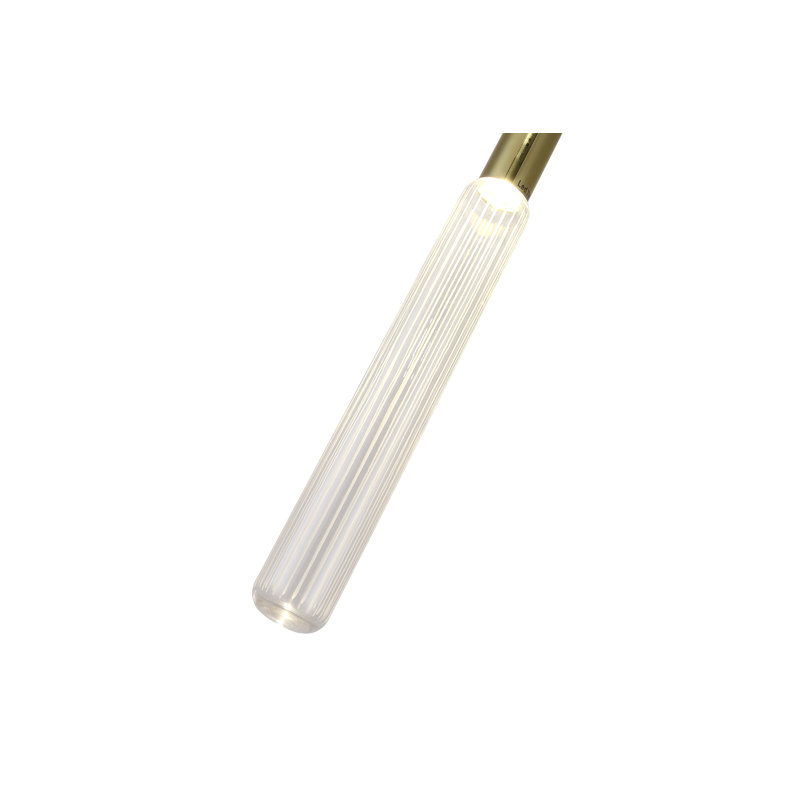 Luminaire suspendu moderne 1 lumière DEL dorée avec abat-jour en verre transparent, H 92,51 po x l 2,36 po x P 2,36 po
