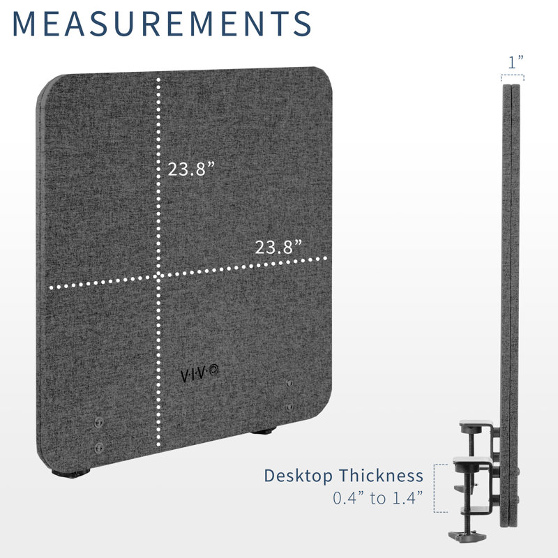 Dark Gray 24 x 24 Inch PET Clamp-On Desk Privacy Panel