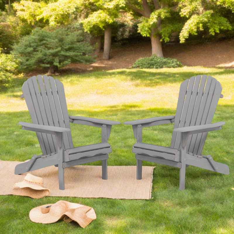 (Ensemble de 2) Adirondack extérieur pliable résistant aux intempéries, Gris