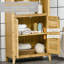 Armoire de salle de bain en bambou avec plusieurs tablettes et portes, naturel