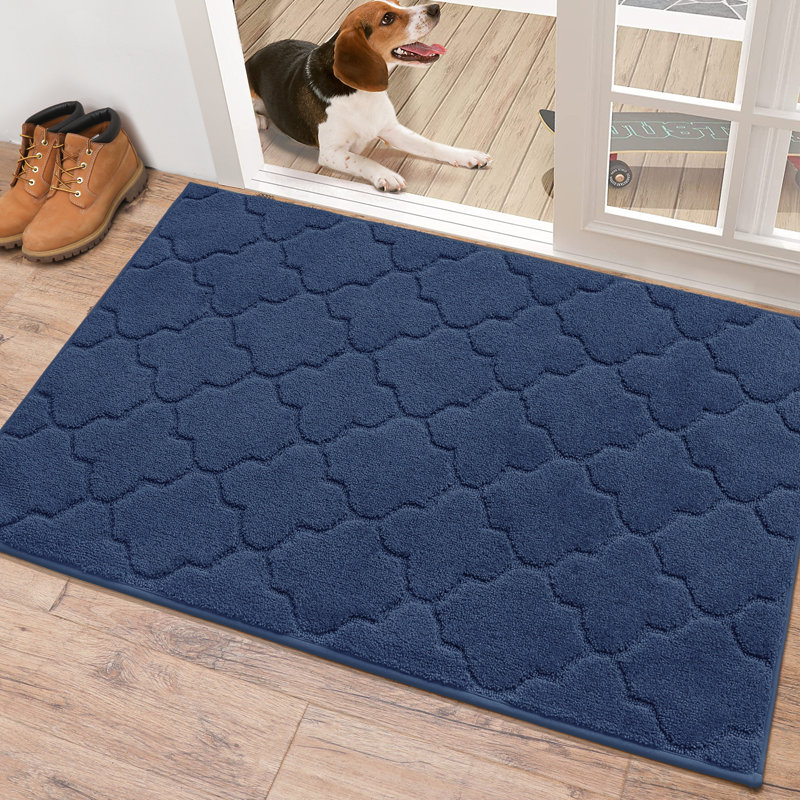 Monfield Non-Slip Geometric Doormat, 32" W x 48" L, Blue