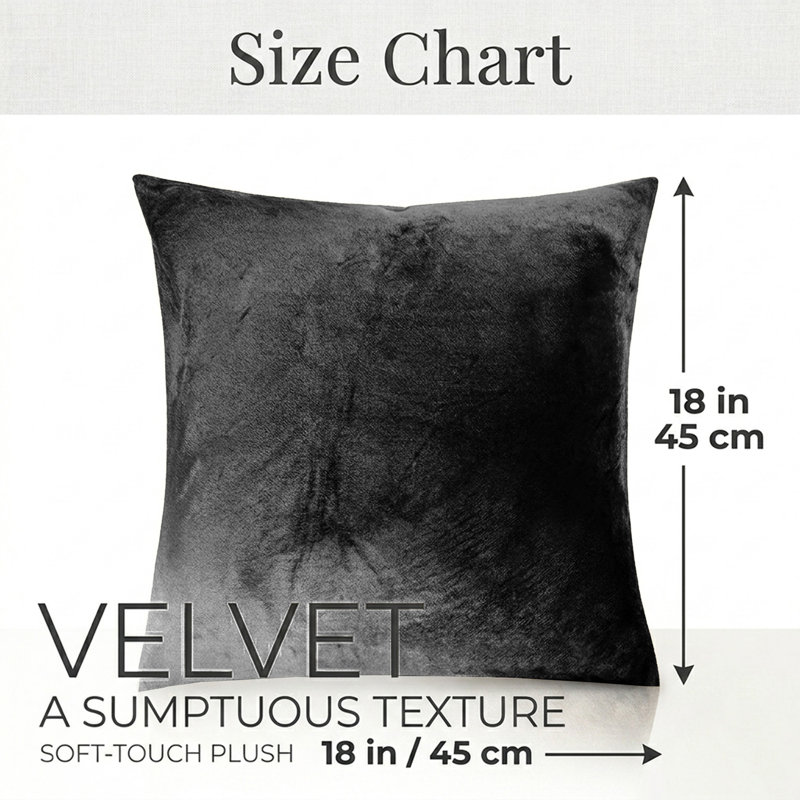 Plain Velvet Cushion Cover-(Pack of 4), Black