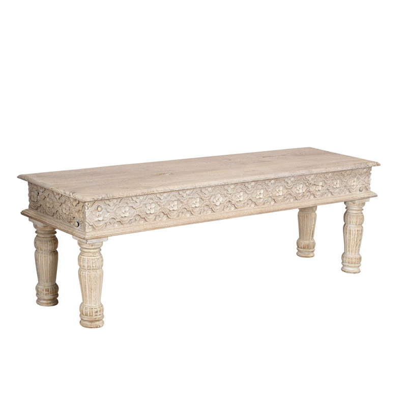 Aarohi Solid Wood Bench, 18" H x 58" W x 16" D, White