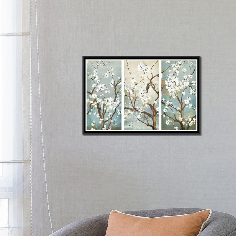 « triptyque », reproduction sur toile, Pas de tapis, Toile avec cadre noir, H 18 po x l 26 po x P 1,5 po
