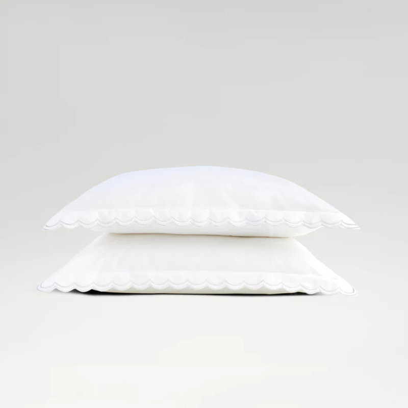 Scallop Edge Luxury Pillowcase Pair, White, Standard Pillowcase