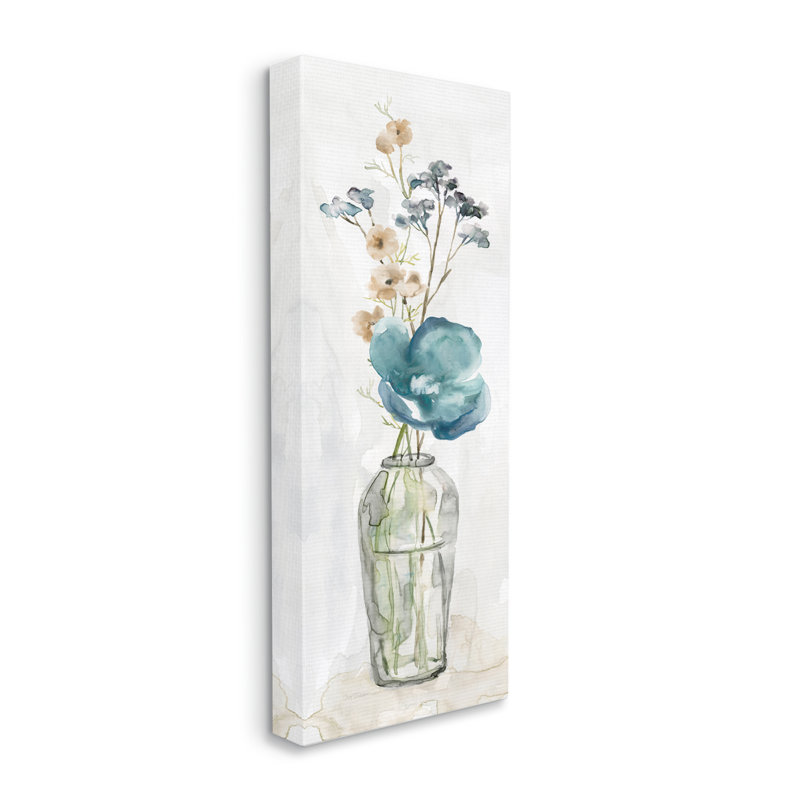 Délicat aquarelle Ikebana Flower Blossoms Arrangement par Carol Robinson - Peinture, H 24 po x l 10 po x P 1,5 po