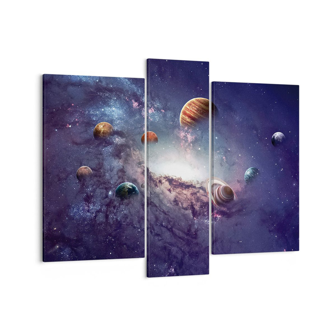 3-tlg. Leinwandbilder-Set Cosmos Planets the Stars