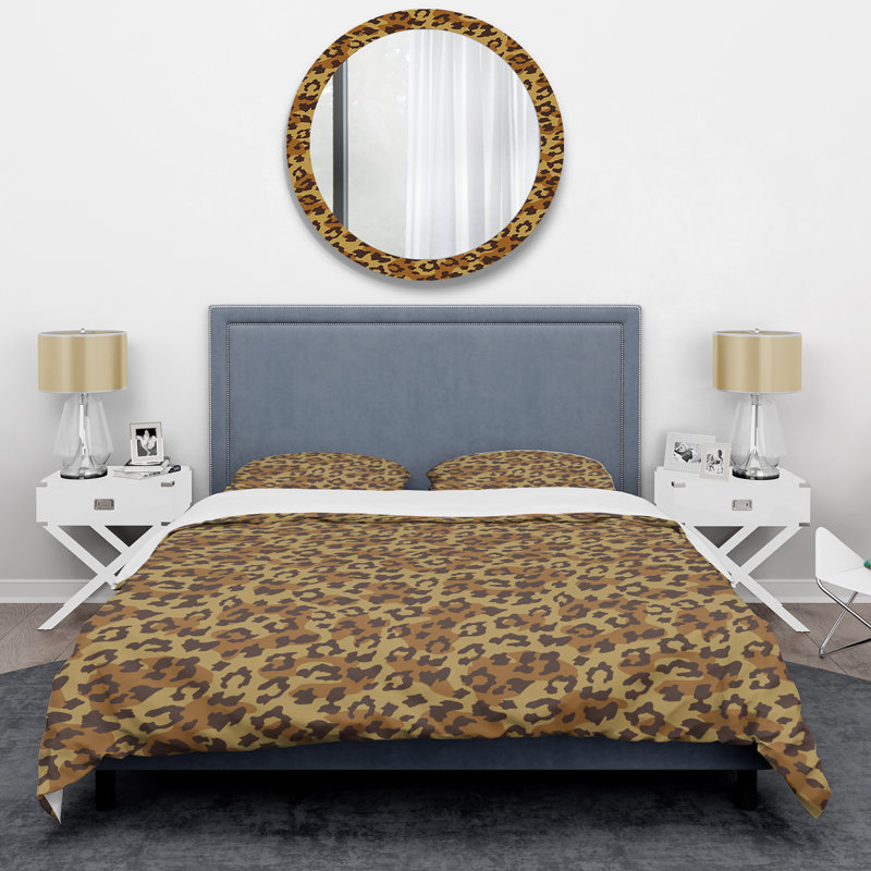 Ensemble de housse de couette en microfibre beige / brun 3 pièces, Housse de couette pour grand lit et 2 taies décor