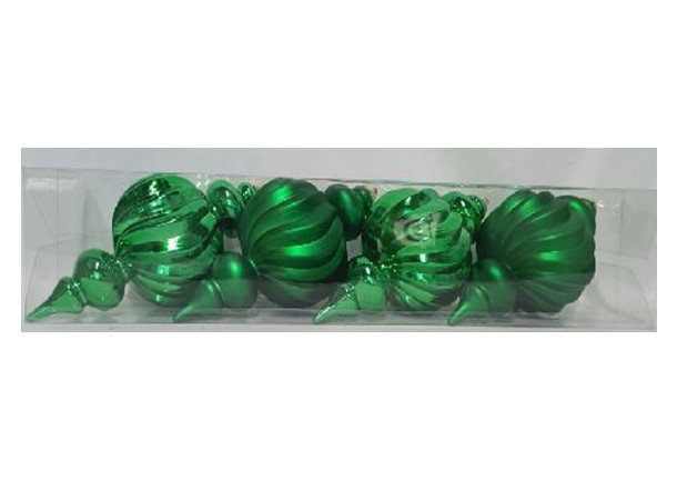 Shatterproof Commercial Size Finial Christmas Ornaments - 10" - Set Of 4, Green