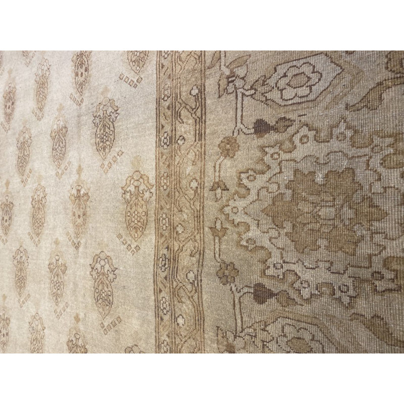 Tapis ivoire / beige antique en laine noué à la main Amritsar