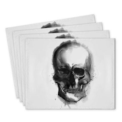 Watercolor Dark Skull Polyester Placemats Set of 4 - Home Decor