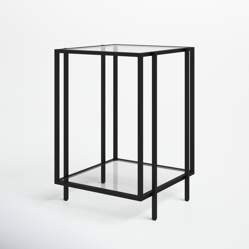 Alecsa 18" Mirrored Glass and Metal End Table