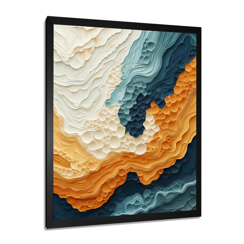 Olivea - Abstract Canvas Wall Art, Black, 20" H x 12" W, Single Picture Framed Print