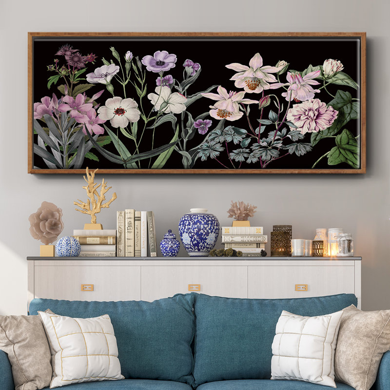 Garden Array- Framed Canvas, 12" H x 30" W