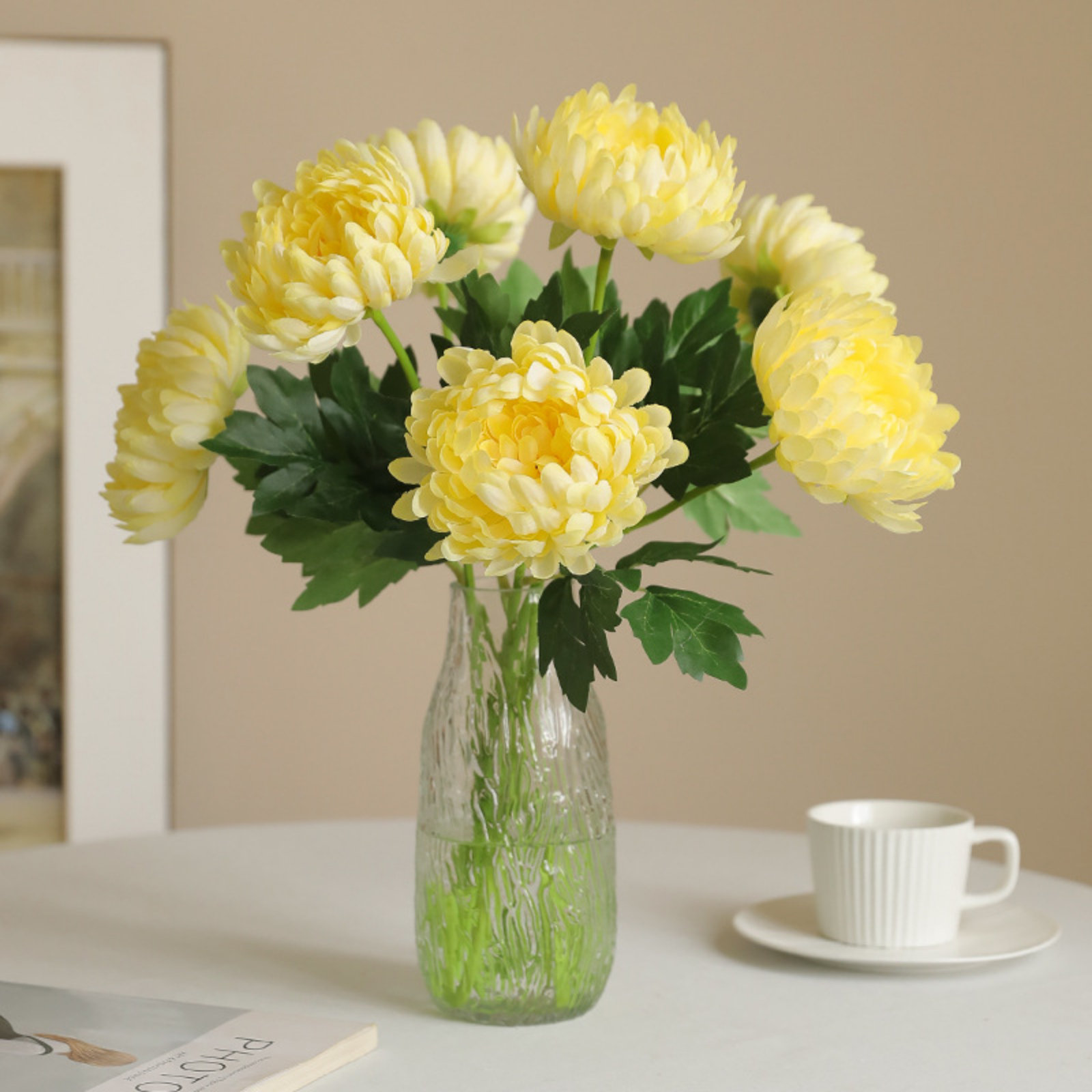 6pcs Artificial Mums Flowers Large Faux Chrysanthemum Flowers Silk Flower 18\, image size:1600x1600