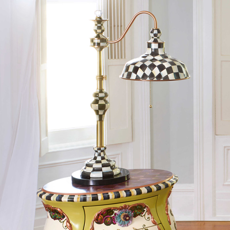 Brass and Enamel Dome Shade Writer's Lamp