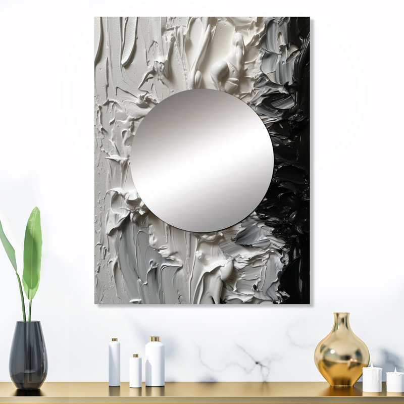 Shiffer blanc et noir Tranquility Unleashed V - miroir mural unique en marbre, 32 po x 24 po