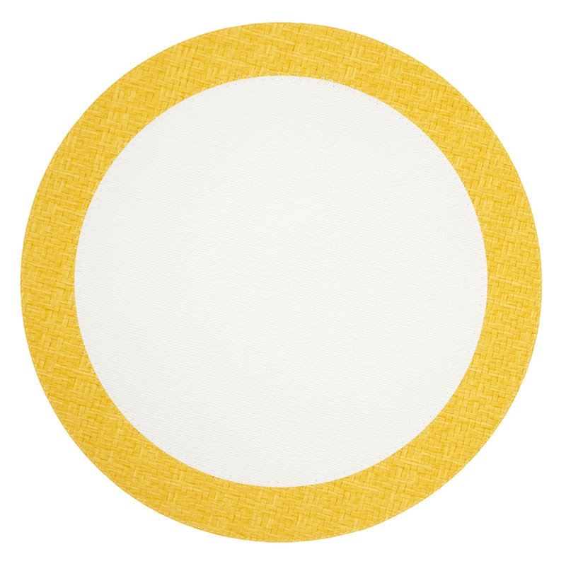 Halo 100% Pthalate-free Vinyl Round Placemats, White;Sunshine