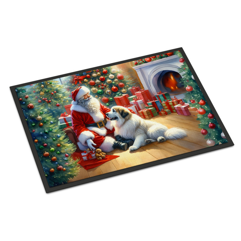 Great Pyrenees and Santa Claus Doormat, 24" W x 36" L