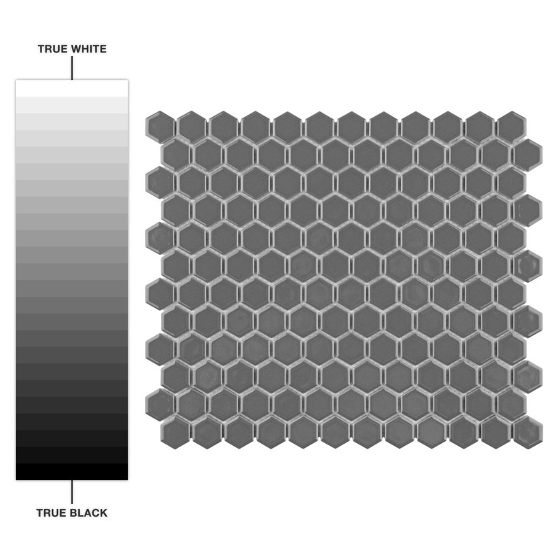 Metro Glossy .89" x .89" Hex Porcelain Honeycomb Mosaic Wall & Floor Tile, Gray
