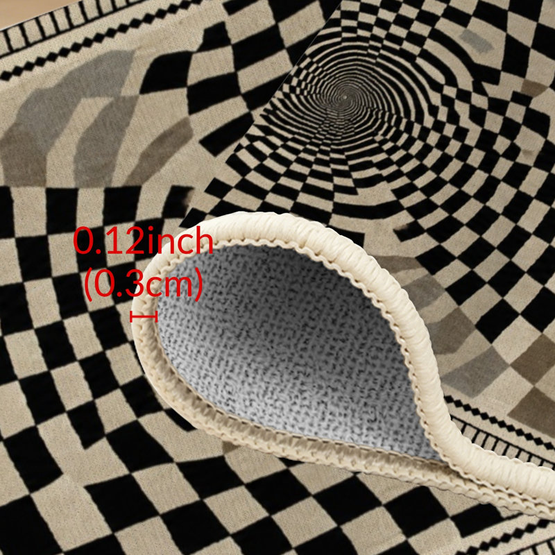 Tapis de couloir de cuisine moderne noir et blanc à motif géométrique antidérapant à motif d'illusion optique 3D pour la cuisine, le couloir et la salle de lavage