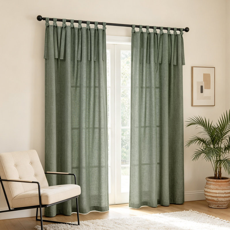 Paire de rideaux filtrant la lumière Linen, Sauge, L 52 po x L 96 po