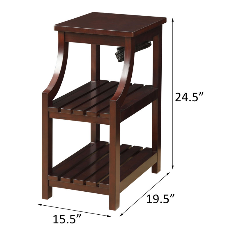 Espresso Side Table With USB Power Dock