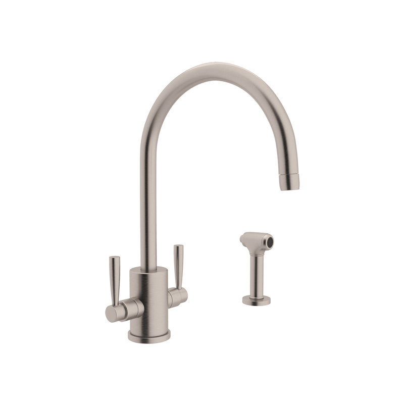 Holborn Double Handle Kitchen Faucet with Accessories, Satin Nickel