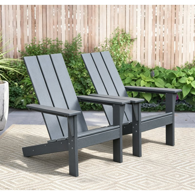 Alexies Fixed Back HDPE Adirondack Chair, Weather Resistant Ergonomic Patio Lounge Chair, All Weather Heavy Duty Outdoor Fire Pit Lawn Chair for Backyard Deck Poolside set of 2