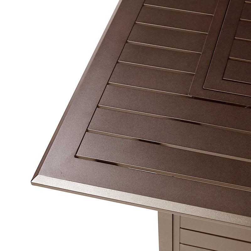 Zooey Rectangle Aluminum Propane Smokeless Fire Pit Table with Hidden Fuel Tank, Brown