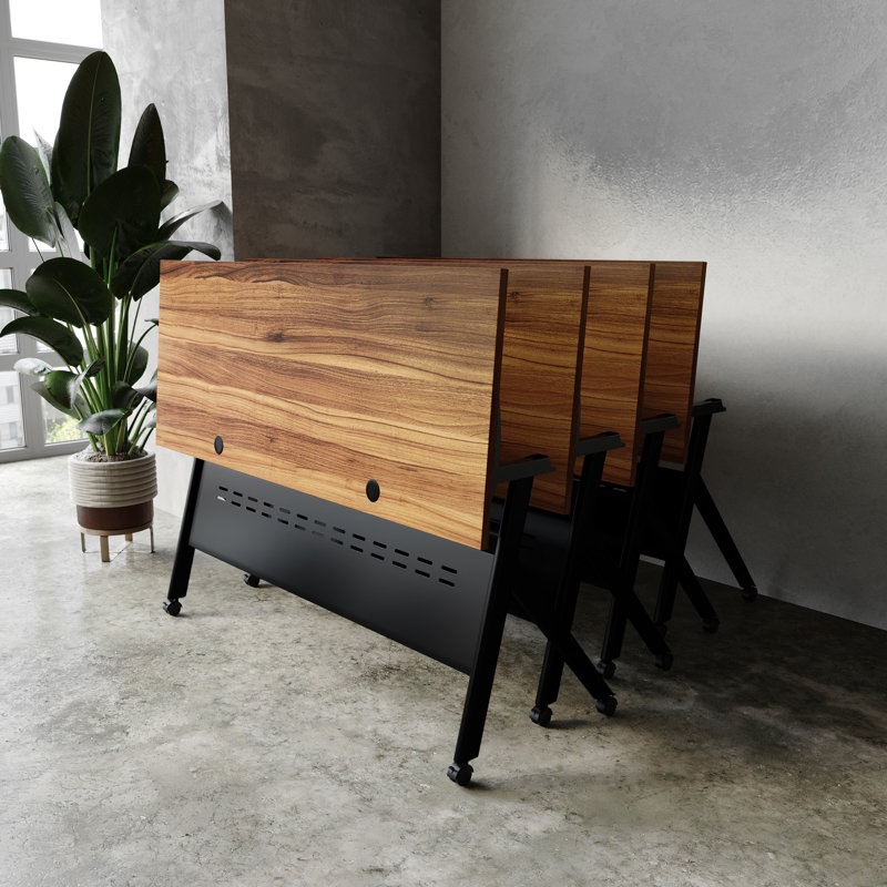 Table de formation commerciale avec structure en acier et pieds en Y, Gris, Noir, 30"H x 60"W x 23.5"D