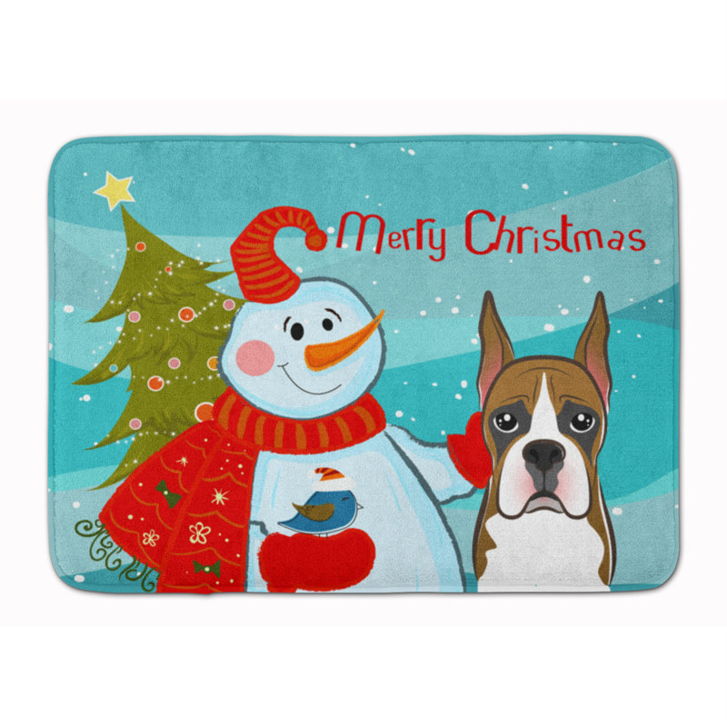 Tapis de bain en mousse à mémoire de forme bonhomme de neige boxer