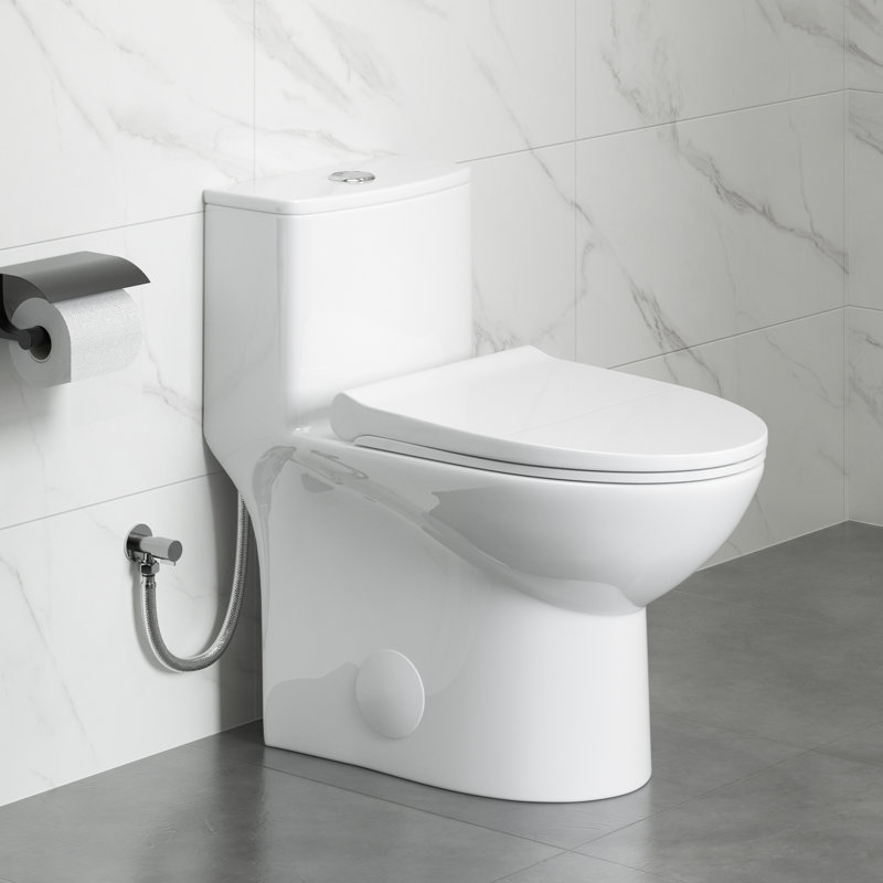 Tucson 26" Depth 1.1/1.6 GPF Siphonic Jet Dual Flush Elongated Compact One-Piece Toilet (Seat Included)