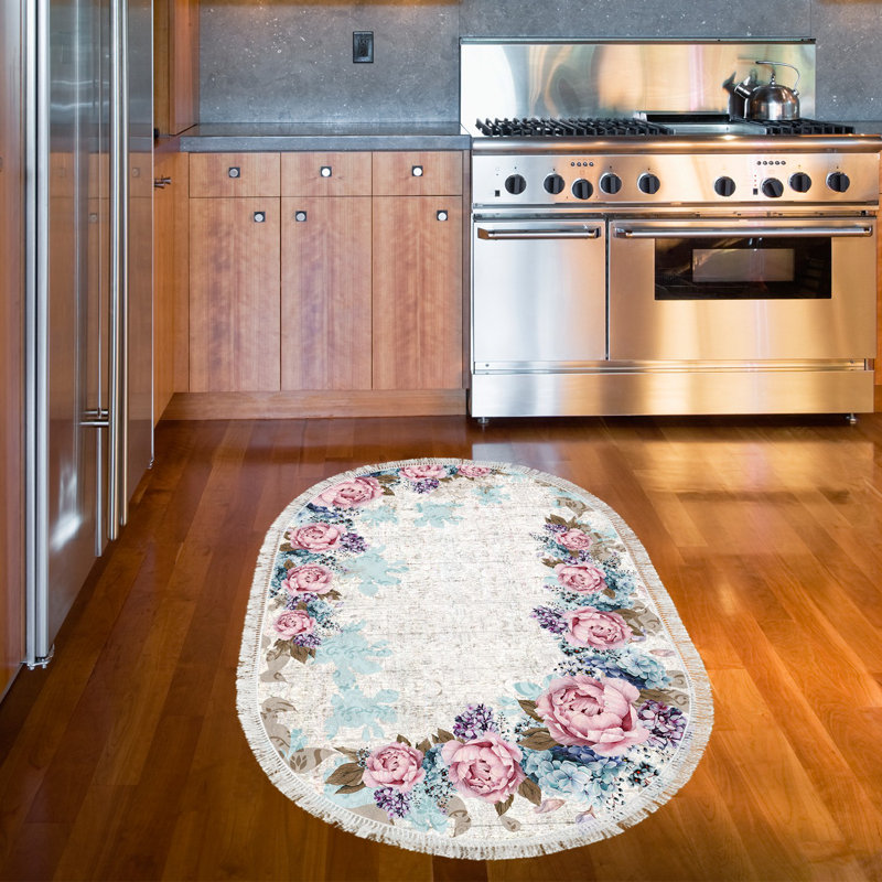 Premium Non-Slip Area Rug, 3.3 x 5.2 Feet, 100% Polyamide, 850 g/m² | Pile Height: 0.08 Inches, Machine Washable, Easy Clean Fabric, Digital Print Design in Soft Powder Colors | Perfect for Living Room & Bedroom Decor