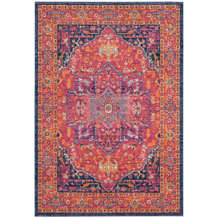 Annette Oriental Fuchsia/Orange Area Rug