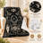 Celestial Moon Phase Blanket with Crystal Ball, Moths, Roses and Palmistry Hands, Black Ivory Flannel Throw for Couch, Bed, Reading and Travel, 30 x 40 in-135451060