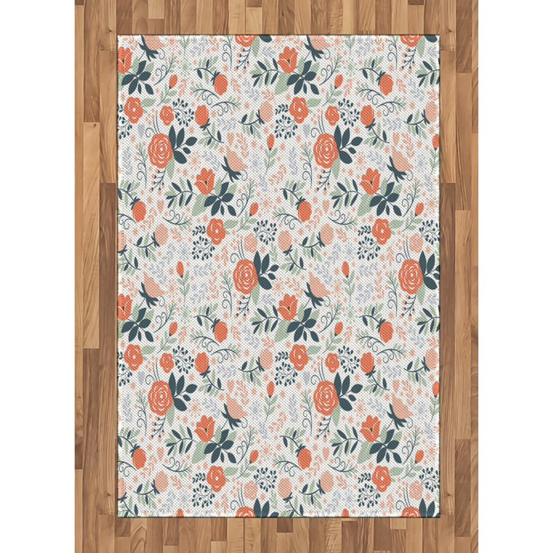 Floral High Density Long Fiber Poly Threads Decorative Area Rug Carpet, Rectangle 4' x 5'8"