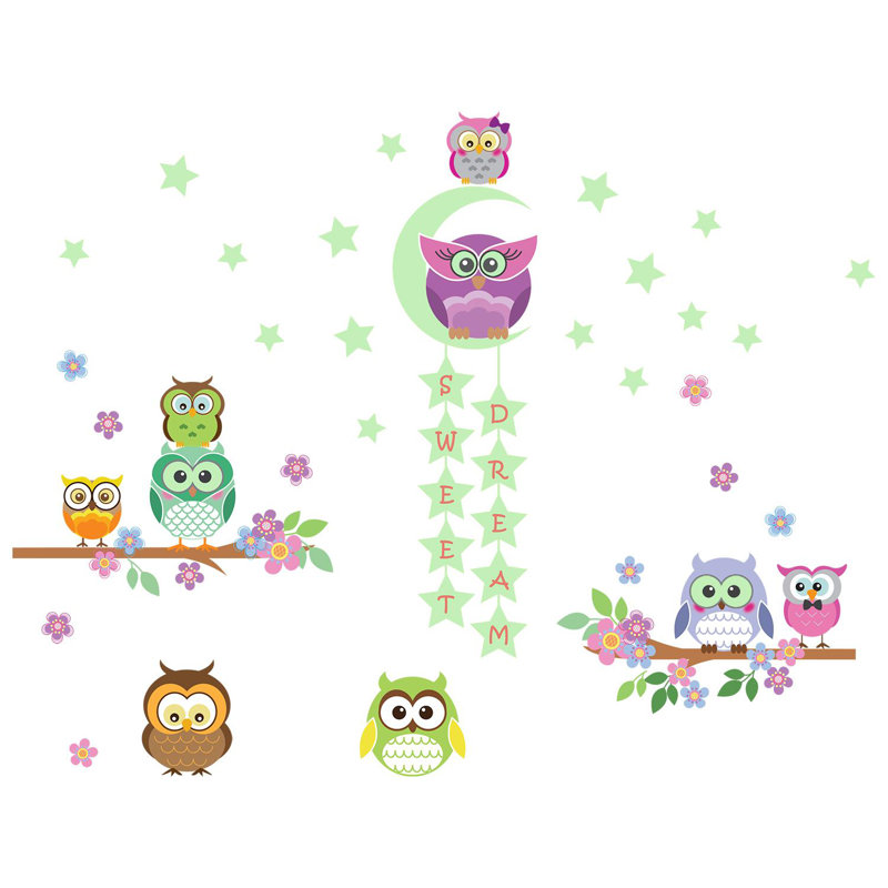 Owl, Tree and Star Nursery Kids Wall Sticker