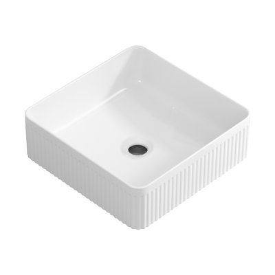 Lavabo de salle de bain en céramique en porcelaine à motif rayé 15 po x 15 po Alsuda