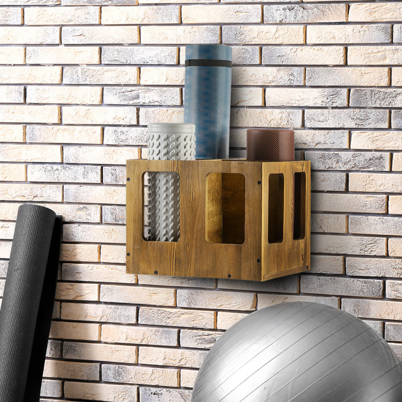 4 Slot Solid Wood Yoga Mat Rack